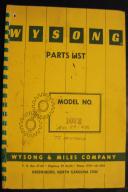 Wysong 1072 Power Shear Parts List Vintage 1977